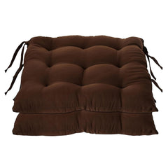 Chair Cushion Pad, Soft & Comfortable Sitting, Chair Pad - Brown Color | Microfiber Square Chair Pad With Ties | Chair Seat Cushion For Office & Home, Floor Pillow, Washable - Pack Of 2