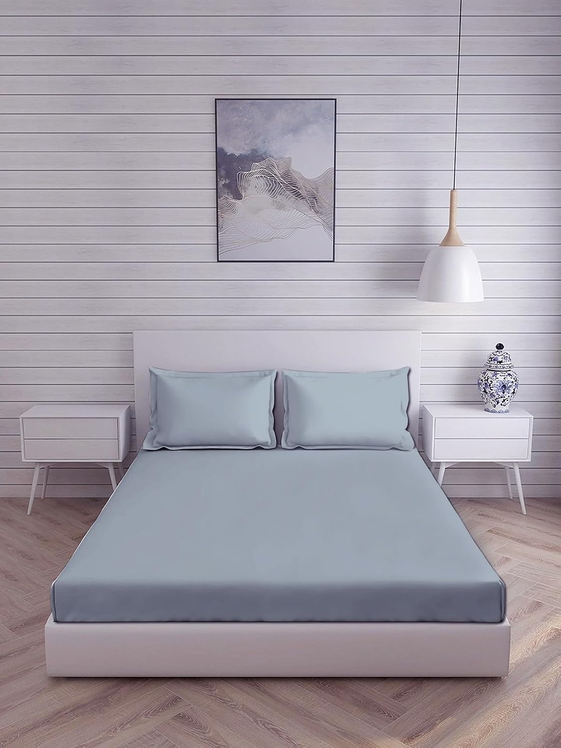 King Size Flat Double Bedsheet Set With 2 Matching Pillow Covers (108 X 108 Inches, Slate Blue) | Best For Festival Gifting, Housewarming, Anniversary Gifts Friends Family Gifting