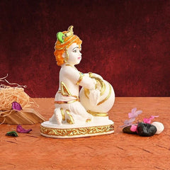 Lord Krishna Idol, Handcrafted White Laddu Gopal Murti, Resin, Idol - 4 Inch, Little Krishna Idol, All Occasions