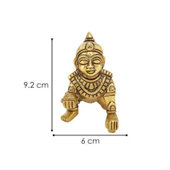 Laddoo Gopal Ji, Baby Krishna Statue, Bal Gopal, Thakur Ji, Gold, Brass - 9 Cm, Eco Friendly, Handcrafted, Traditional Design, Washable, Occasion - Janmashtami, Home Worship, Religious, Idol