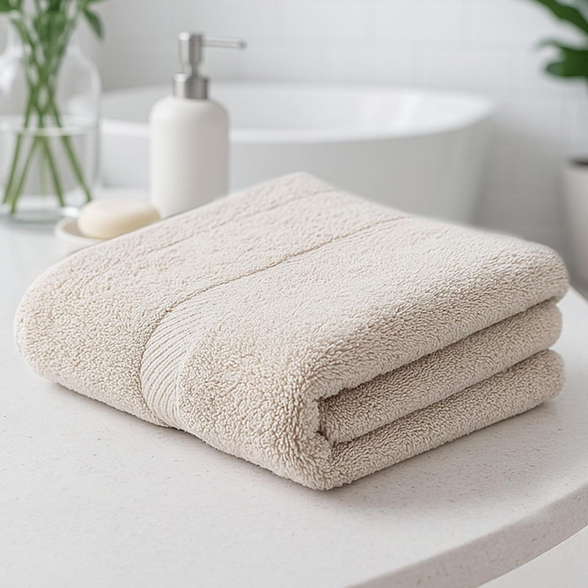 Earthy Fables Premium Bath Towel 600 Gsm | 100% Combed Cotton Ultra Soft, Quick Dry & Highly Absorbent For Home, Travel & Acne-Prone Skin (Beige)