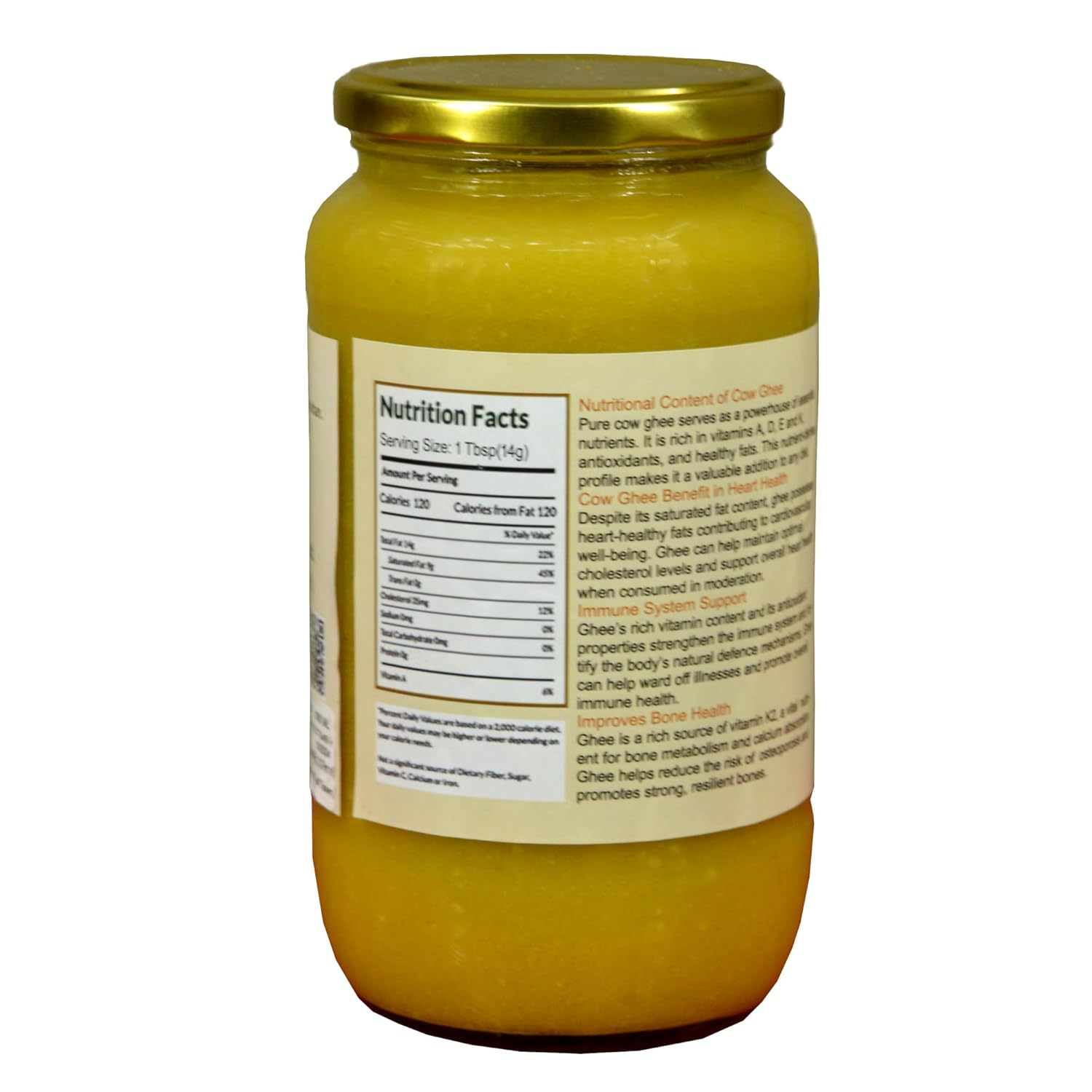 Premium Desi Cow By Bonphool | Rich In Nutrients & Delicious Healthy Desi Ghee Good For Sweets | (1 Litre) 33.8 Ounce | Jar Pack