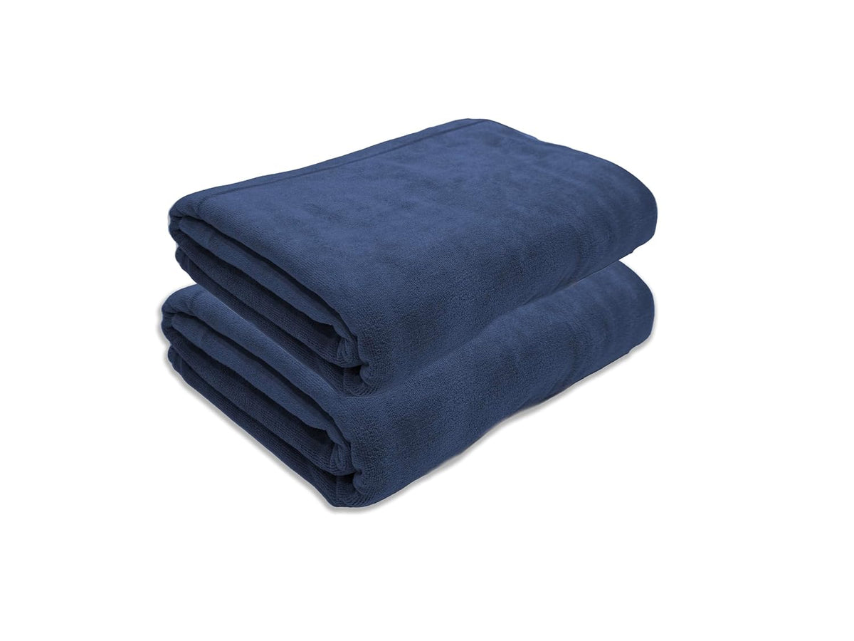 Black Gold The Finer Touch Oversized Microfiber Bath Towel 1600 Gsm | Soft Quick-Dry Microfiber Towel For Men & Women | Lightweight, Absorbent & Travel-Friendly (Navy Blue) - Pack Of 2