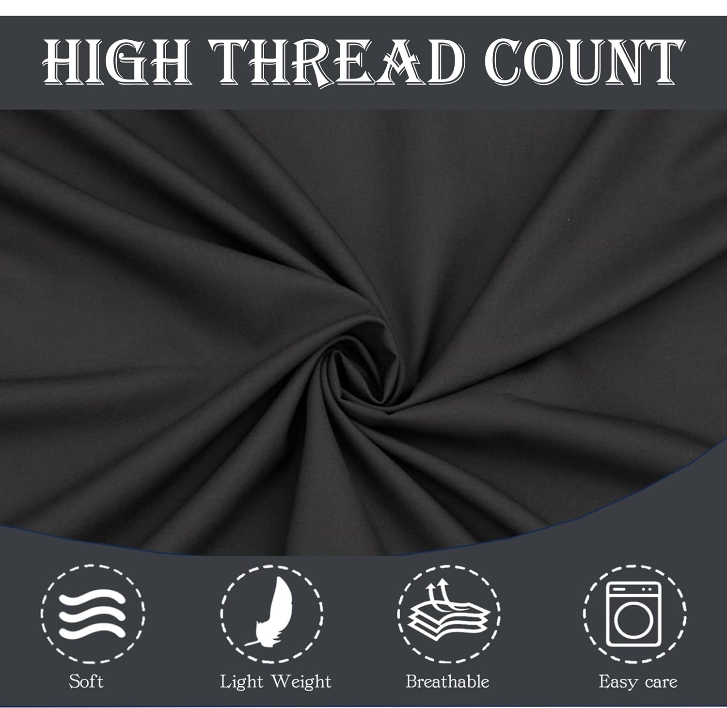 Solid Single Bedsheet With 1 Pillow Cover 60 X 90 Inches, Black | Comfortable & Durable | Elegant Printed Bedding Set For Daily Use