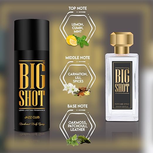 Oscar Luxury Bigshot Deo 150ml 5 Fl.oz. & Perfume 50ml 1.6 Fl.oz. Gift Set (jazz Club) | Premium Long Lasting Perfume For Unisex | Skin Friendly | Eau De Parfum | Valentine Day Gift