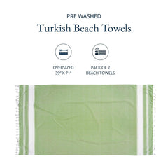 Lane Linen Turkish Bath Towel 699 Gsm | Oversized Towel Lightweight Beach Essentials For Women, Large Pool Towel- Jade Lime (2 Pack)