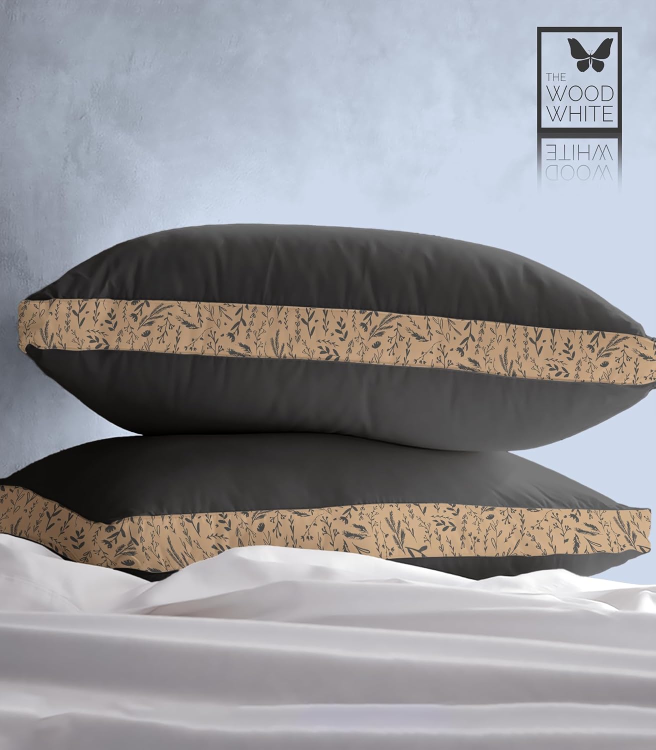 Soft Microfiber High Loft Pillow, Neck Support, Sleep Well In 43 X 69 Cm | Printed Gusset Of Extra 5 Cm Height For Soft Comfortable Sleep, Grey Quill | Bed Pillow, Supportive - Set Of 2