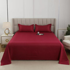 Cotton Satin King Size Bedsheet With 2 Pillow Covers - 108 X 108 Inches, Maroon | Super Soft, Durable & Elegant Solid Design For Bedroom Decor