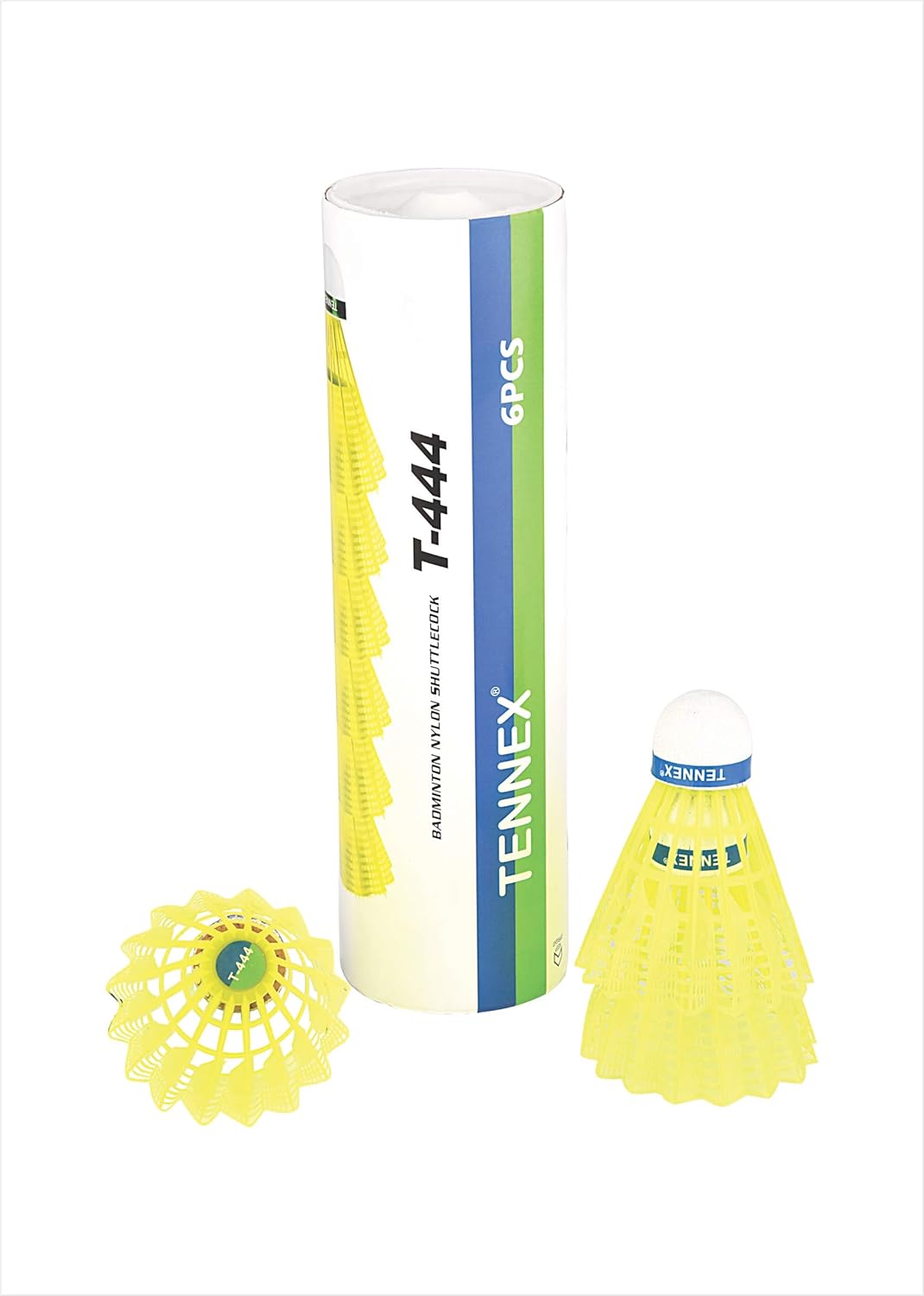 Tennex T 444 Nylon Shuttlecock , Cork base , For Intermediate Level | Yellow , Pack Of 6