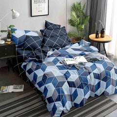1 King Size Elastic Fitted Bedsheet With 2 Pillow Cover + Comforter - 72 X 78 Inches, Blue | Suitable For All-Season Use | Soft To Touch, Light Weight
