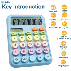 Funblast Calculator 12 Digit Extra Large 5-inch LCD Display, Big Buttons Easy To Press Use As Office, School & Home Calculators Desktop, 15° Tilt Screen For Kids Calculator (Blue)