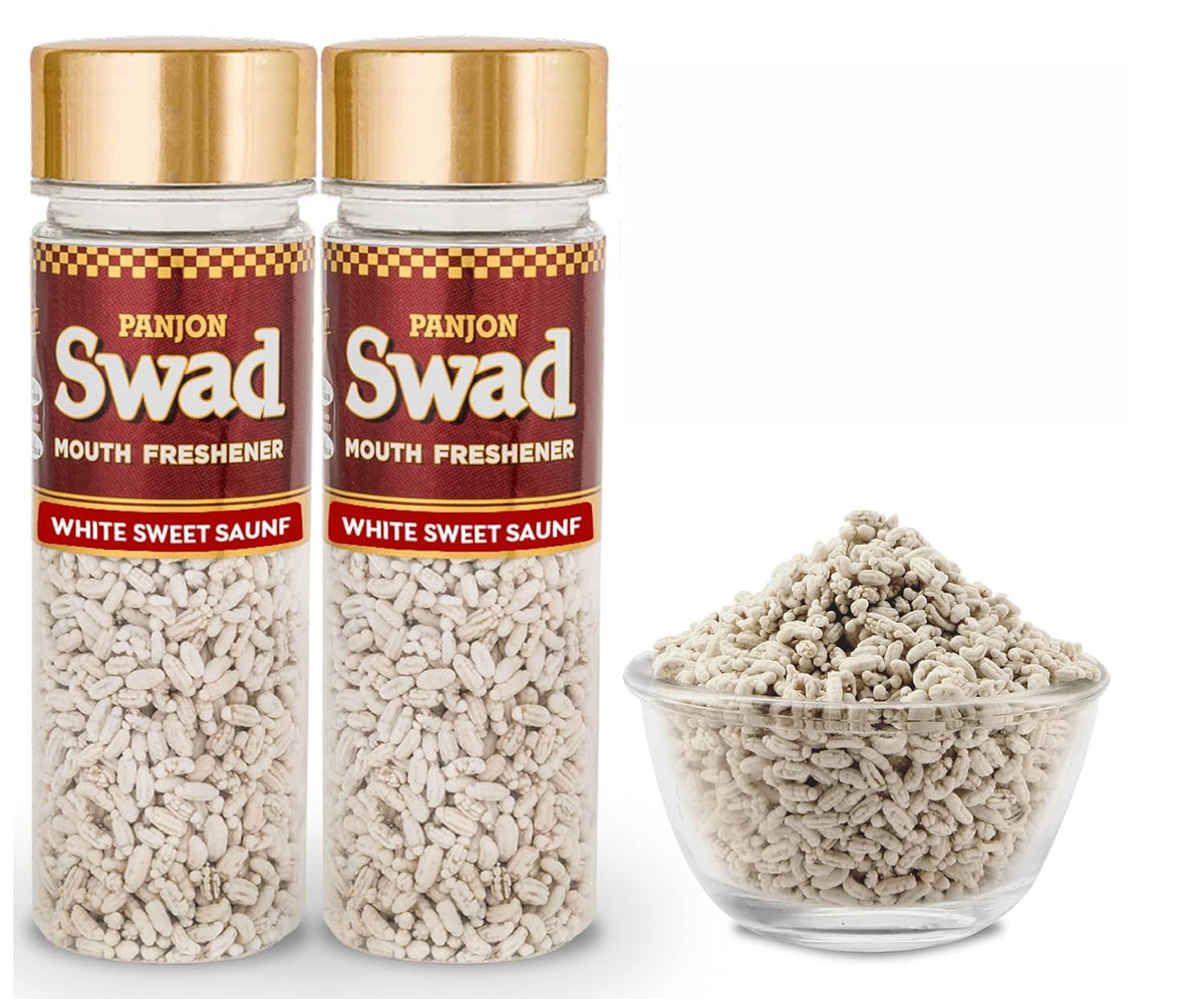 Panjon Swad Mukhwas White Sweet Saunf 240gm, (120gm *2 Bottle)