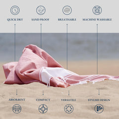Lane Linen Beach Towel 699 Gsm | Oversized, Pre-Washed Large Beach Towels, Sandless Beach Towel, Quick Dry Travel Towel - Cashmere Rose (2 Pack)