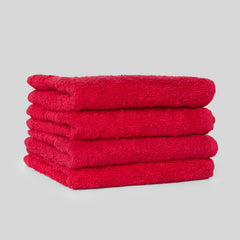 Kopa Quick Dry 100% Cotton Soft Terry Face Towel 640 Gsm | Quick Dry 100% Cotton Super Absorbent, Lightweight (D'Ross) Face Towel (Red)- Pack Of 4