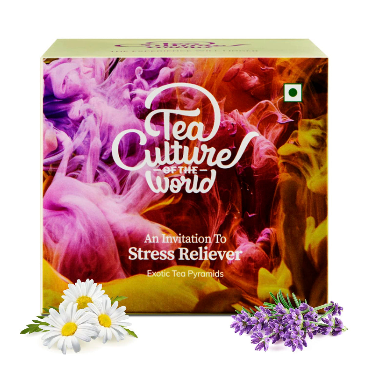 Tea Culture Of The World Stress Reliever Herbal Tea - 16 Tea Bags | Made With Lavender, Wild Sage, Chamomile - Soothing, Calming & Relaxing Herbal Tea | Low Caffeine