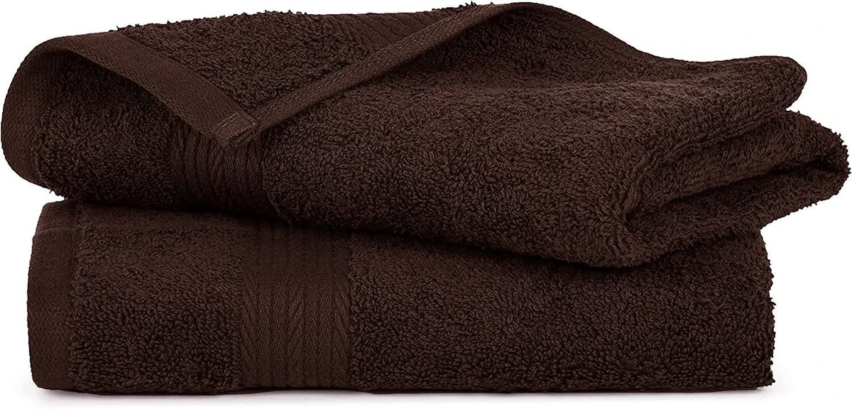 Tiqh Organic Cotton Thick & Plush Hand, Gym & Workout Hand Towel 500 Gsm - Set Of 2 (Brown)