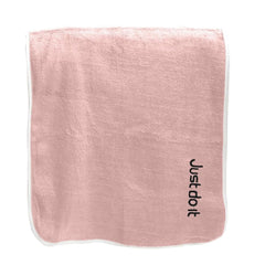 Housse Premium Soft Microfiber Embroidery Bath Towel 350 Gsm | Soft Absorbent Quick-Drying Sweat Towel (Just Do It - Peach)