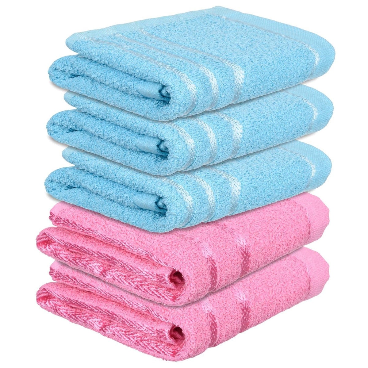 Kuber Industries Face Towel 1000 Gsm | Towels For Daily Use Workout Hand Towel | Lining Design | Pack Of 5 (Blue & Pink)