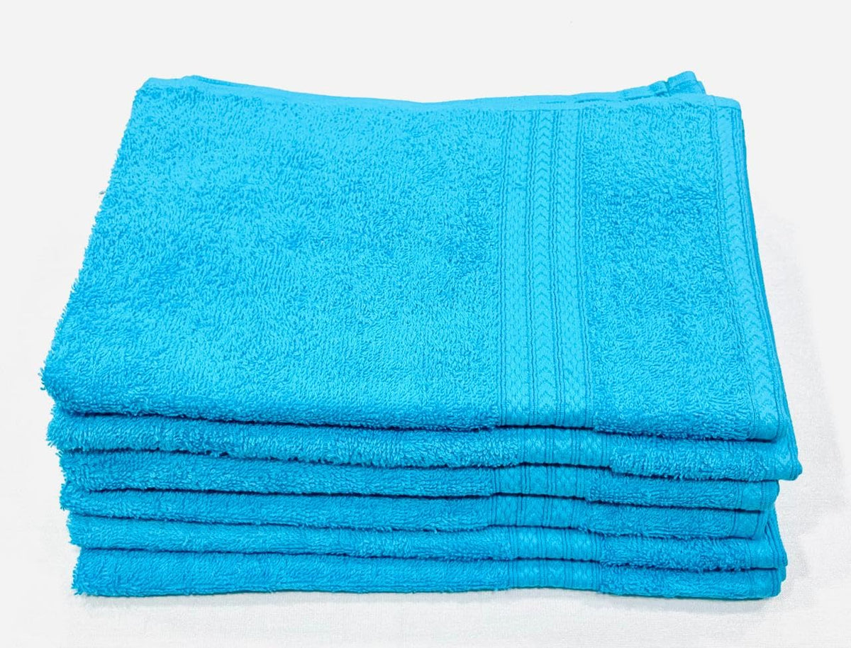 Bombay Dyeing Tulip 100% Soft Cotton Hand Towels 1200 Gsm (Aqua Blue) - Set Of 6