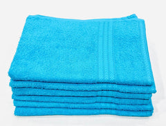 Bombay Dyeing Tulip 100% Soft Cotton Hand Towels 1200 Gsm (Aqua Blue) - Set Of 6