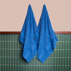 Himeya 100% Cotton Large Size Bath Towels 1000 Gsm | Soft & Absorbent - Blue (Pack Of 2)
