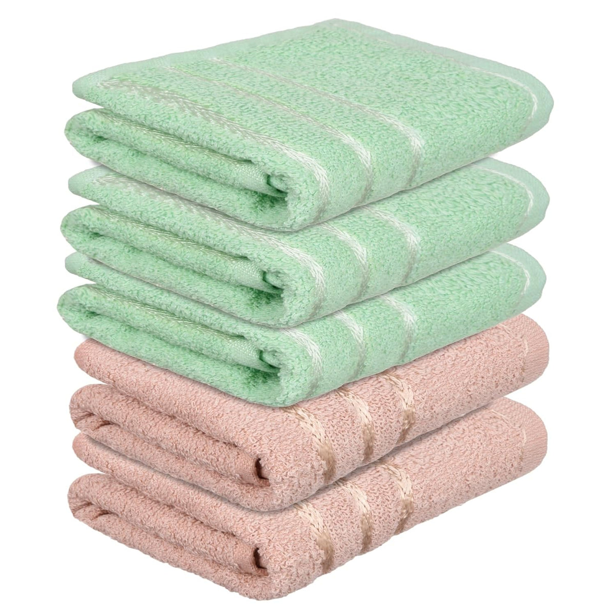 Kuber Industries Face Towel 1000 Gsm | Towels For Daily Use Workout Hand Towel | Lining Design | Pack Of 5 (Brown & Green)