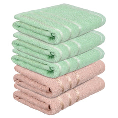 Kuber Industries Face Towel 1000 Gsm | Towels For Daily Use Workout Hand Towel | Lining Design | Pack Of 5 (Brown & Green)