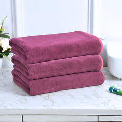Black Gold The Finer Touch Microfiber Bath Towels 1500 Gsm | Super Absorbent, Lightweight, Ultra-Soft, Fade Resistant (Purple) - Pack Of 3