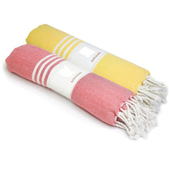 Rosslyn Bath/Beach Towel 700 Gsm | Ultra Soft, Absorbent & Quick Dry Bath Towel (Yellow & Red) - 2 Pcs
