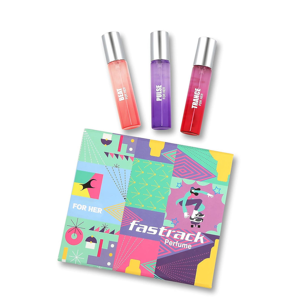 Fastrack Trance + Pulse + Beat For Her Eau De Parfums 20ml 0.6 Fl.oz. Each Pack Of 3 | Travel & Gift Set For Women