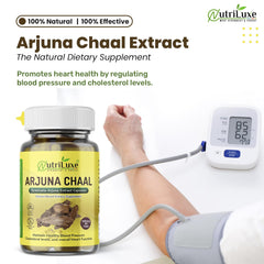 Nutriluxe Arjun Ki Chaal Extract Capsules Promotes Heart Health, Regulates Blood Pressure & Cholesterol Levels | 60 Capsules 100gm 0.2lbs Each Pack Of 2