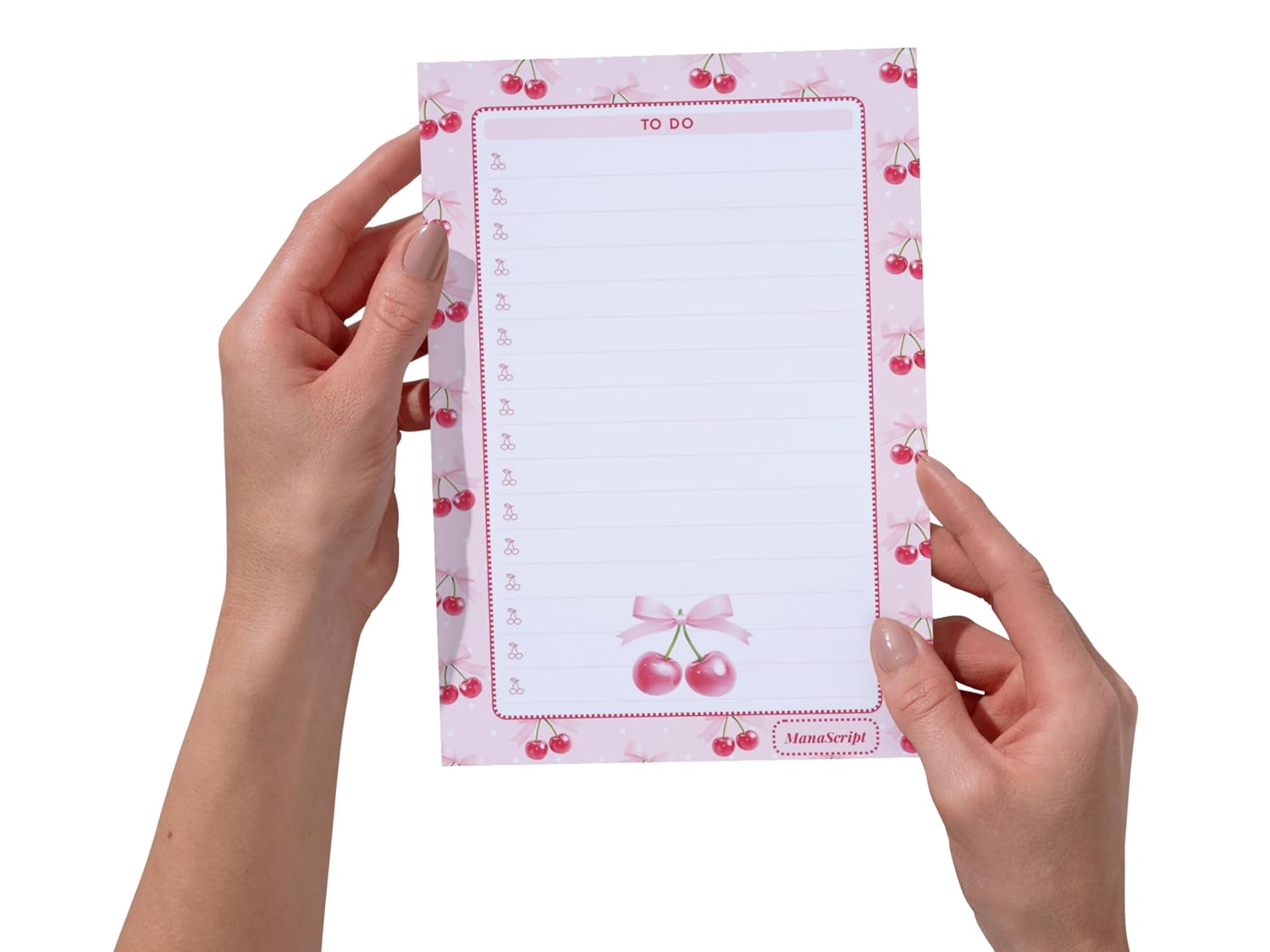 A5 Notes/To Do List Notepad, Beautiful Daily Checklist Pad, Tear-Off Sheets (Cherry) Pack Of 1
