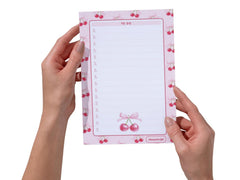A5 Notes/To Do List Notepad, Beautiful Daily Checklist Pad, Tear-Off Sheets (Cherry) Pack Of 1