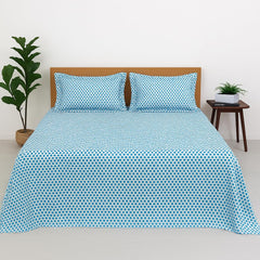 Double Bedsheet With 2 Pillow Covers - 90 X 100 Inches, Sky Blue | Soft, Breathable & Skin-Friendly Bedding For Daily Use