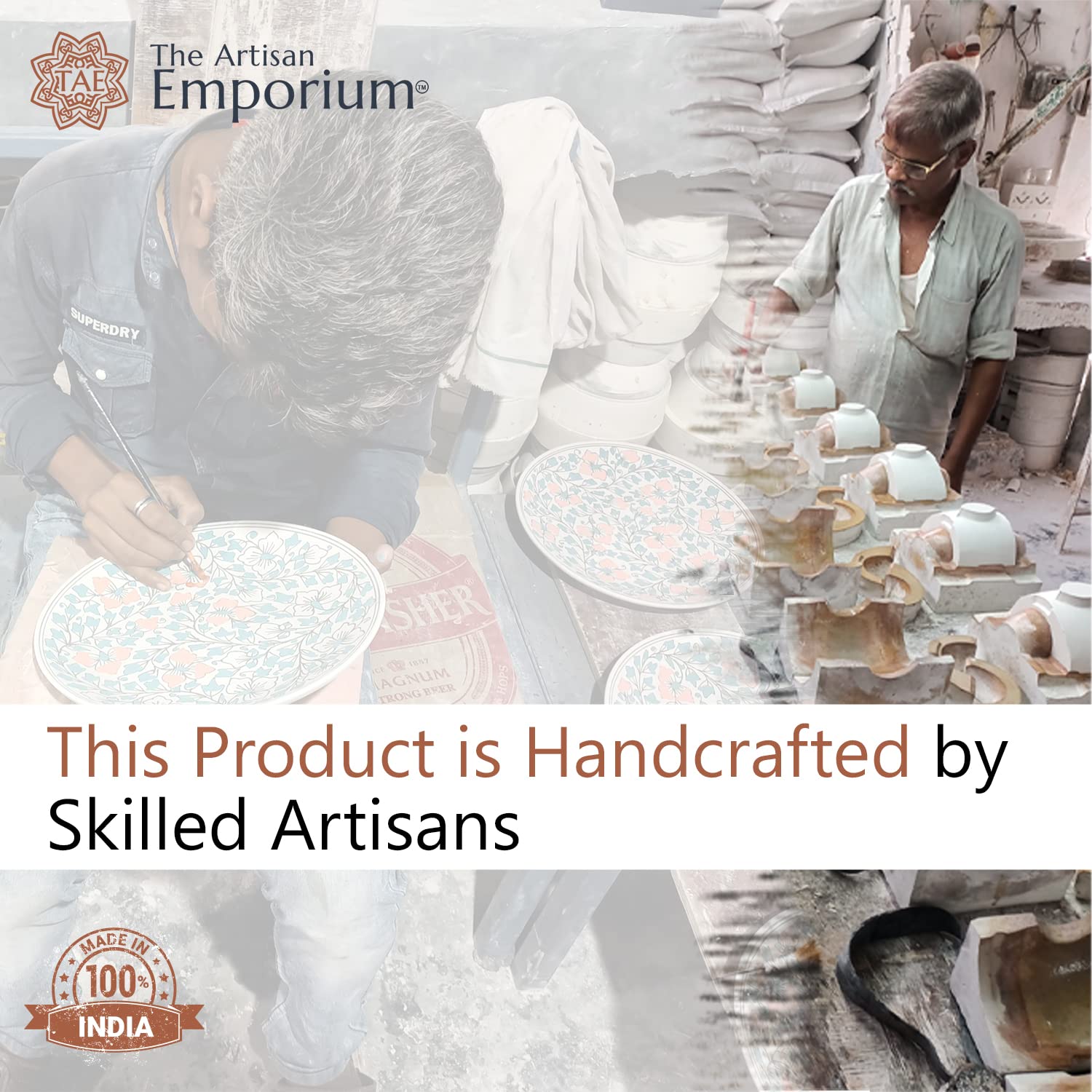 Hand Painted Mermaid Tales Ceramic Quarter Plates Set Of 4 | Small Side Plates For Dinner & Snacks - 7 Inch, 4 Pieces, Microwave Safe