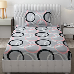 Microfiber Single Bedsheet Set With 1 Pillow Covers (60 X 90 Inches) Grey & Black | Durable & Long-Lasting | 144 Thread Count | Wrinkle Free