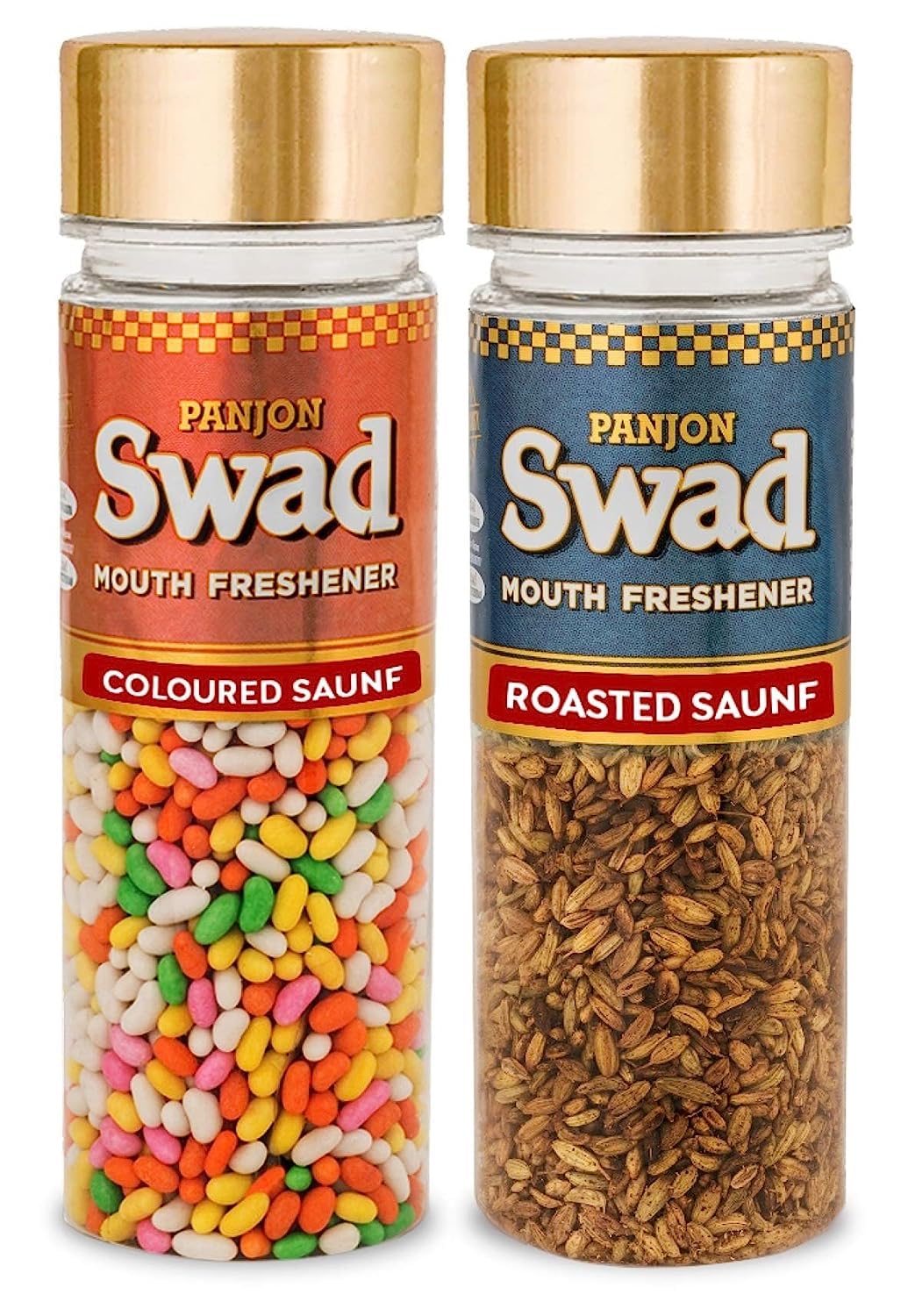 Panjon Swad Coloured Saunf & Roasted Saunf Mouth Fresheners 240gm, (120gm *2 Bottles)