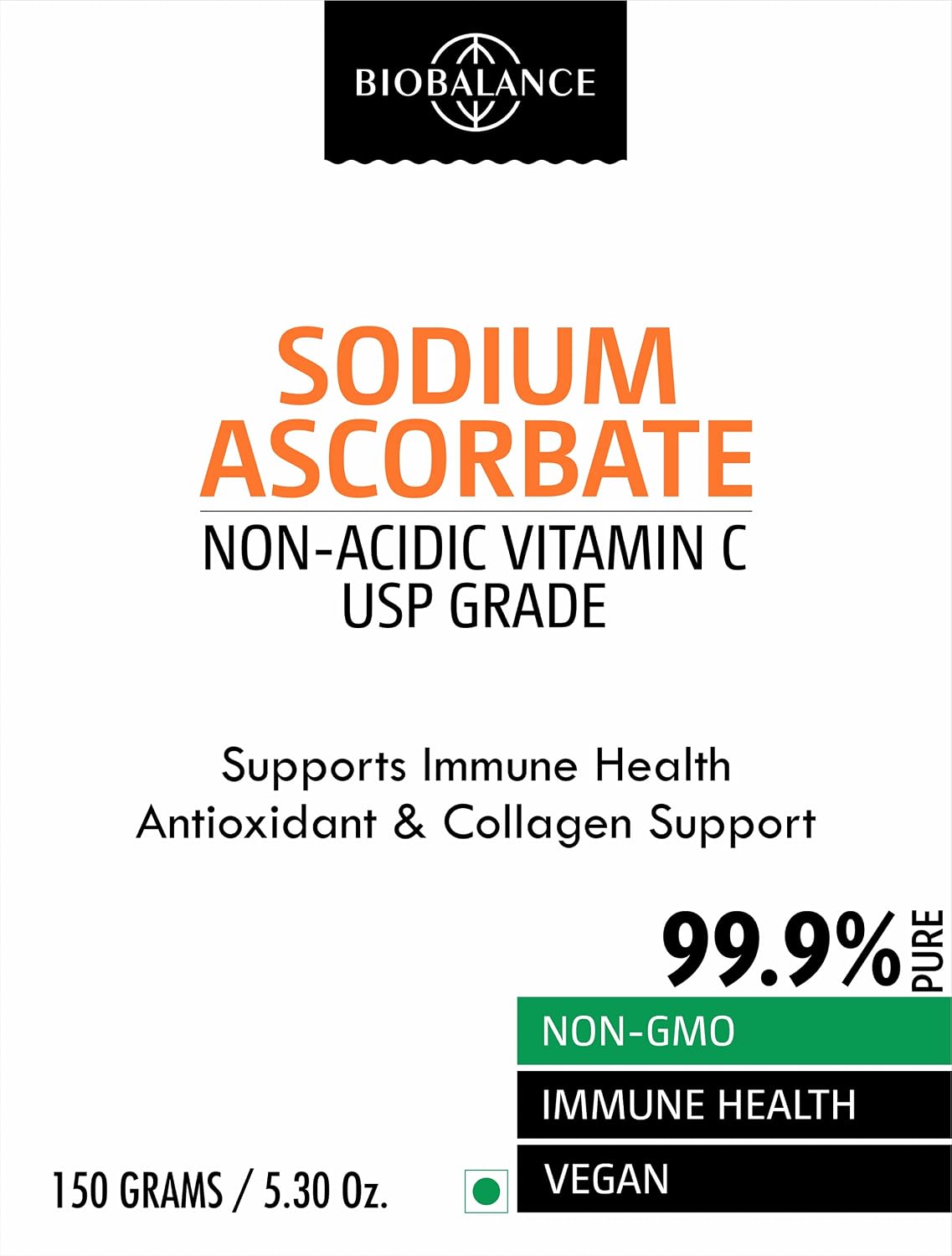 Bio Balance - Sodium Ascorbate Vitamin C Powder 150g Usp Grade | Alkaline, Non Acidic & Easier To Digest Than Ascorbic Acid , Antioxidant & Immune Support | 150gm 0.3lbs