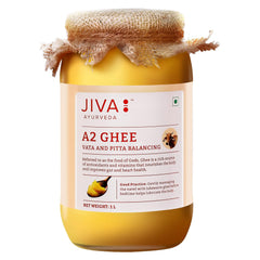 Natural Gir Desi Cow A2 Ghee By Jiva | Source Of Vitamins C, E & K Healthy Desi Ghee Perfect For Desserts | 1.3 Litre (1 Litr + 300ml) 43.9 Ounce | Jar Combo Pack