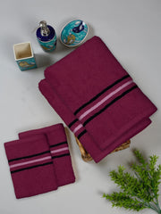 Cortina Cotton Ultra Soft 2 Bath & 2 Hand Towel 1400 Gsm (Maroon) - 4 Pcs