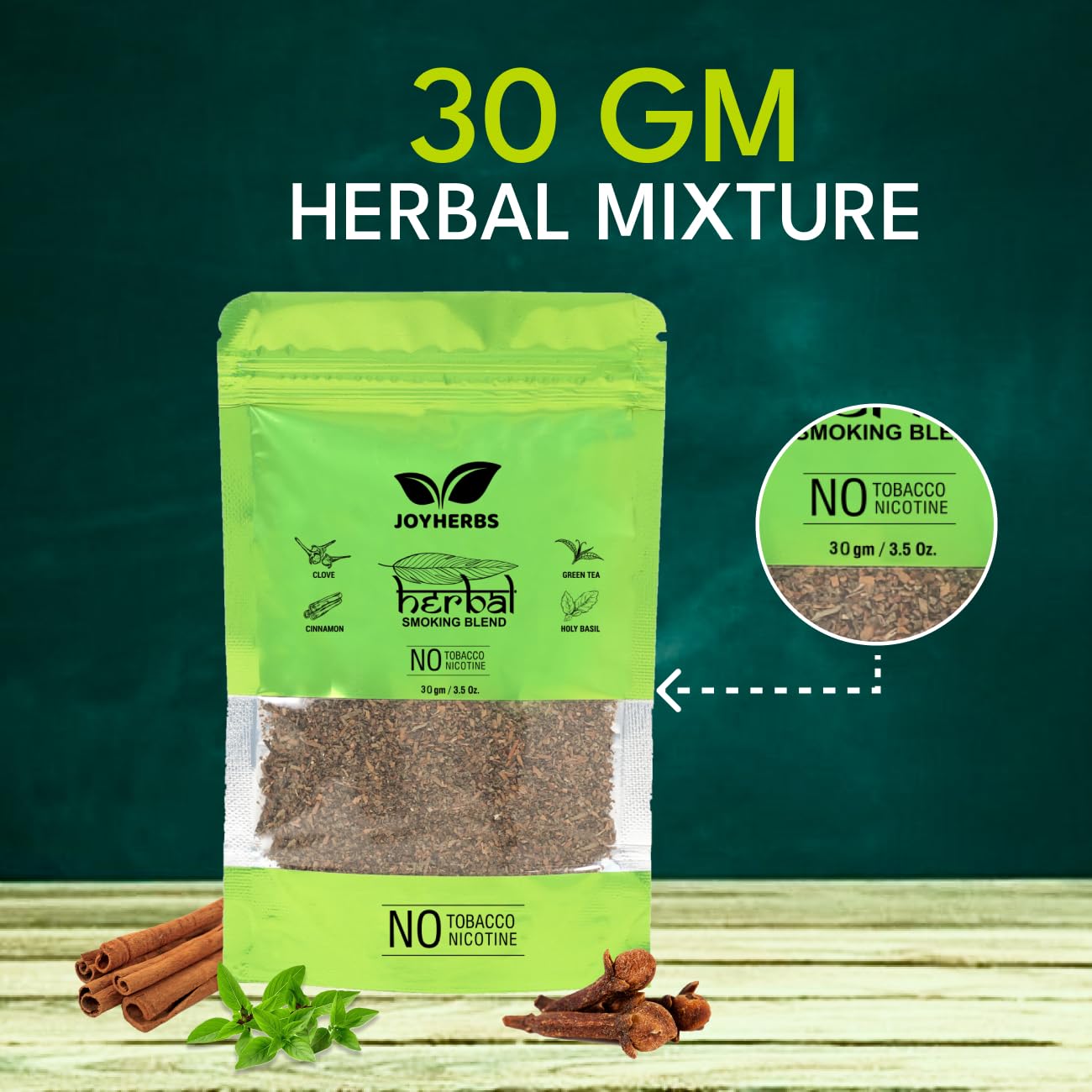 Natural & Ayurvedic Herbal Smoking Blend 1 Pack With Chillum Pipe - Tobacco-Free & Nicotine-Free Smoking Mixture