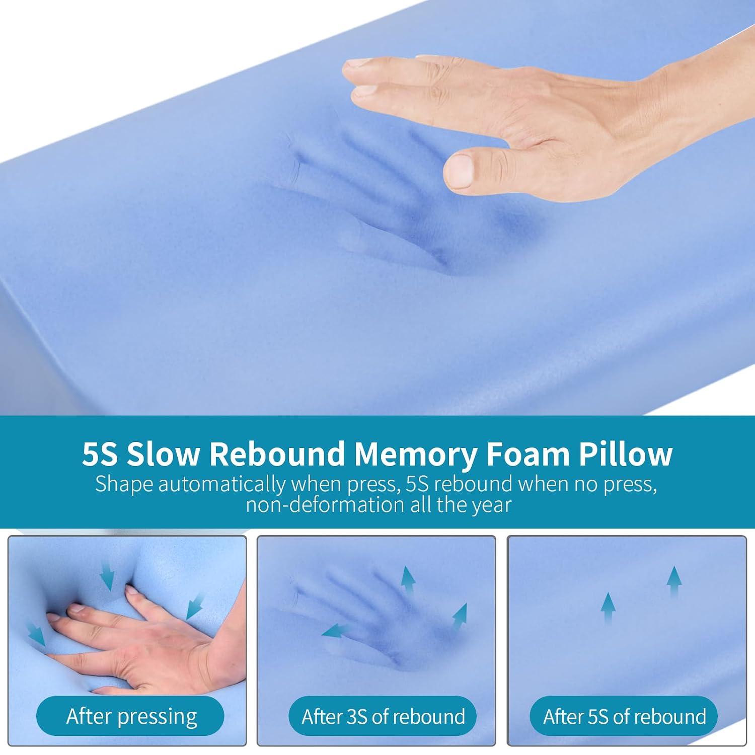Memory Foam Pillow For Pain Relief, Bed Pillow For Sleeping - White & Grey | Ergonomic Orthopedic Pillow, Cervical Pillow For Neck & Shoulder Pain | For Side, Back, Stomach Sleeper