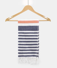 Suam Suntails Luxury Pure Cotton Towels 400 Gsm | Absorbent, Quick Dry Super Soft | Ideal For Bath, Beach, Swimming And Travel | Standard Size (Dark Blue & Orange), 250 Tc