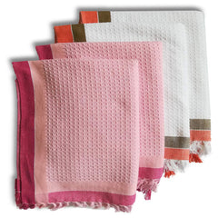 Athom Trendz Trendz Living Light Weight Cotton Premium Waffle Border Bath Towel | Pack Of 4 Multi15