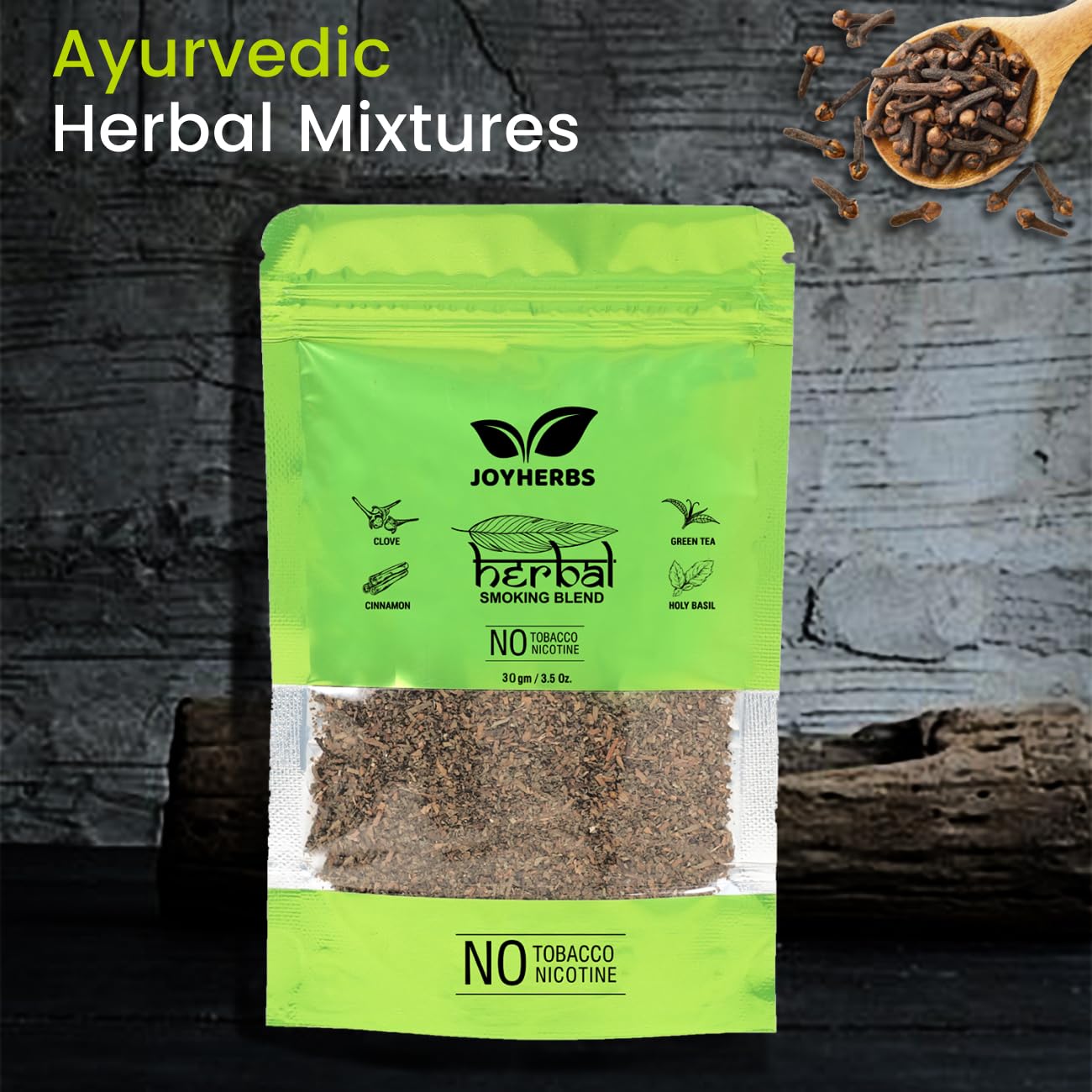 Natural & Ayurvedic Herbal Smoking Blend 1 Pack With Chillum Pipe - Tobacco-Free & Nicotine-Free Smoking Mixture