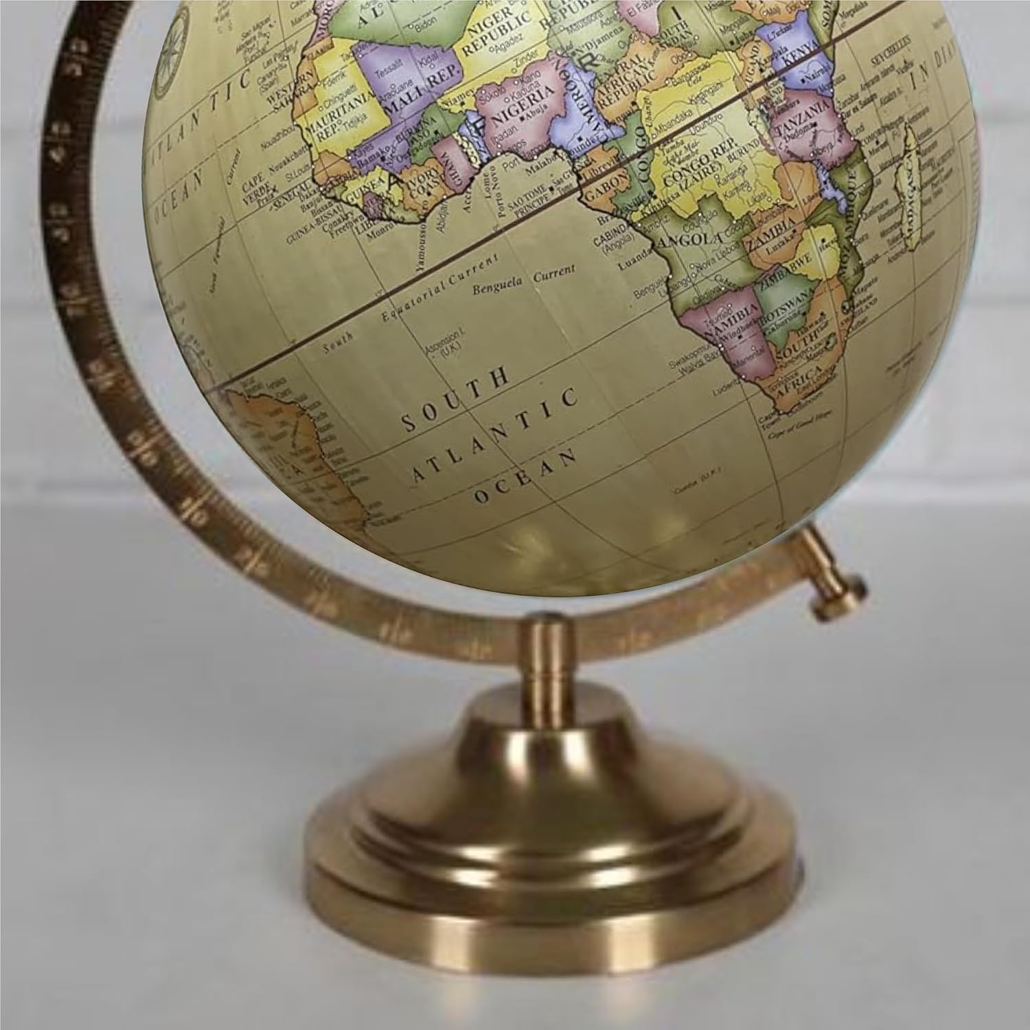 Antique Home Decor World Map Pastel Yellow Globe For Students & Kids, Show Piece | Globe For Geography, Office Table & Home Decor, Diameter - 8 Inch, Pack Of 1