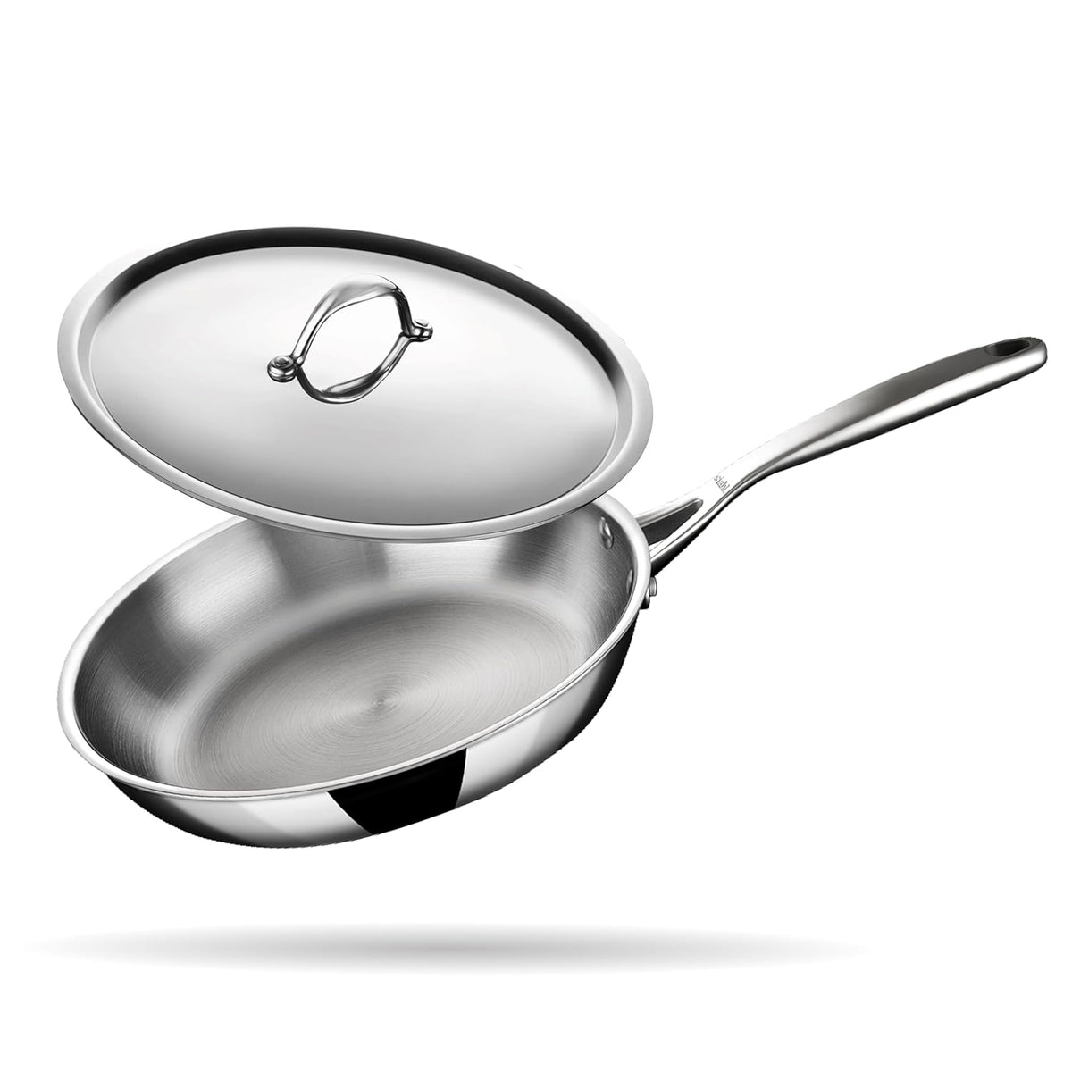 Artisan Triply Stainless Steel Fry Pan With Lid | Induction Base Frying Pan - 1.7 Liters, 22 Cm