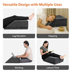 Leg Elevator Pillow, For Pain Relief, Dark Grey, Size - 24 X 20 X 8 Inch | Adjustable Leg Elevation Pillow For Leg, Hip & Knee Pain Relief | Ideal For Leg Surgery, For Varicose Veins