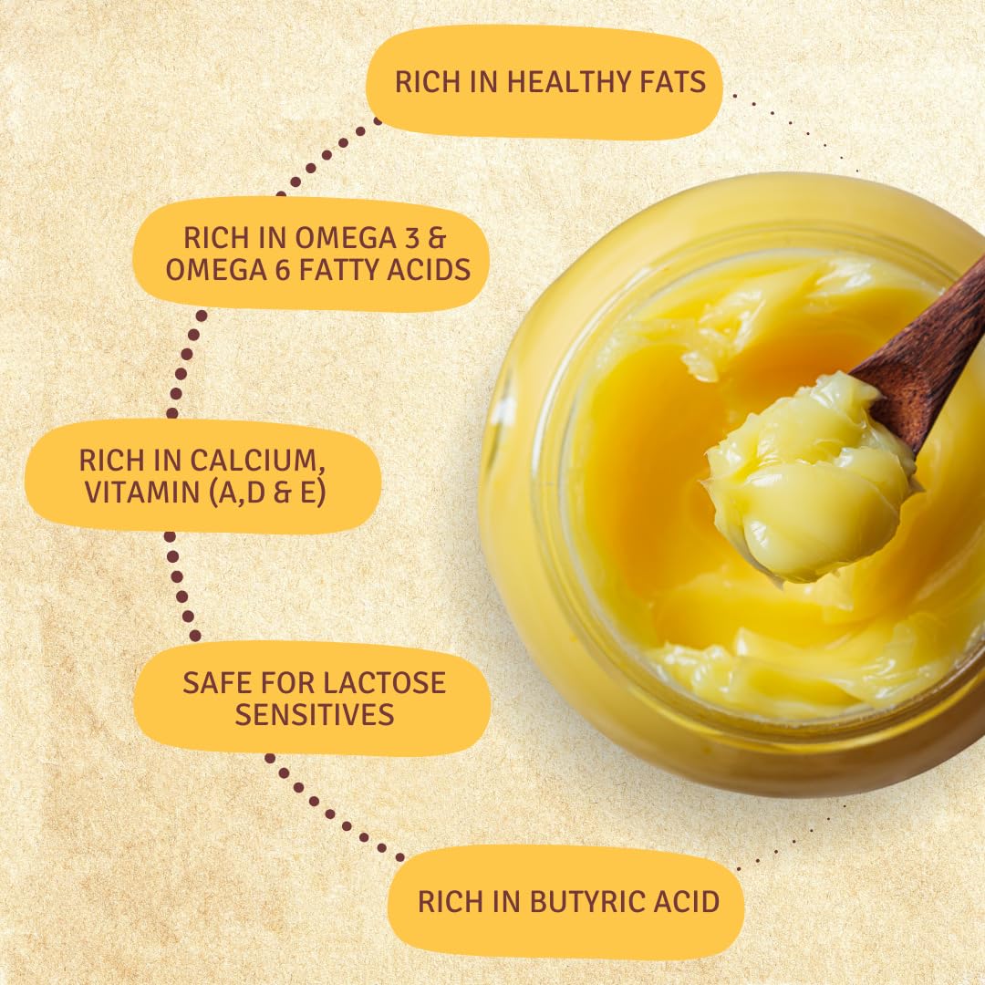 Natural Premium Cow'S Desi Gir Sahiwal Ghee By Just Organik | Rich In Nutrients Flavor Sahiwal Cow Ghee For Digestive Health | (500ml) 16.9 Ounce | Jar Pack