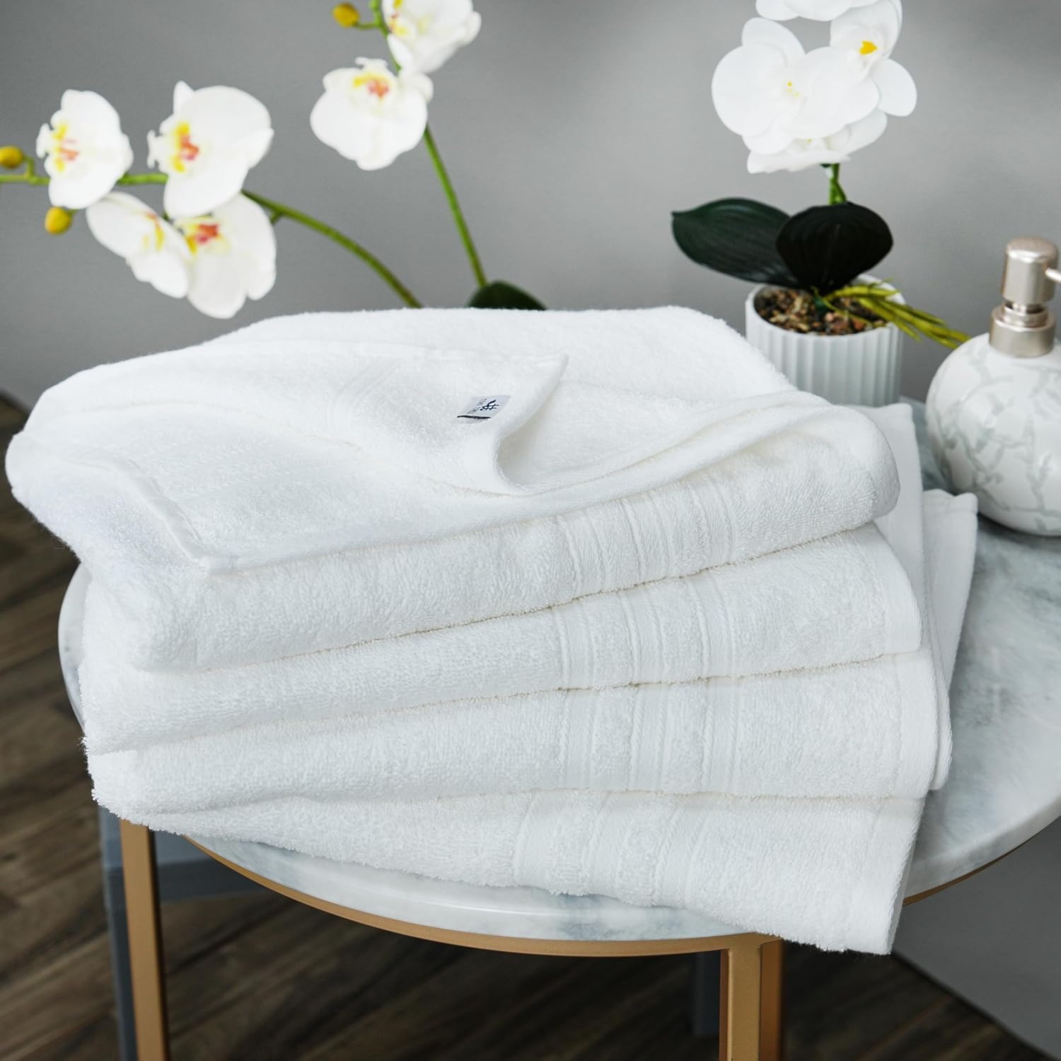 Tiqh 100% Cotton Thick & Plush Luxury Hand Gym & Workout Hand Towel 800 Gsm - Set Of 4 (White)